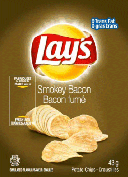 Lay's Croustilles à saveur de Bacon fumé - Espace principale du panneau - 43 grammes