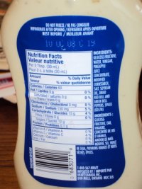 Kraft Sauce Tartare - Liste des ingrédients