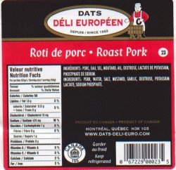 Dats Déli Européen - Roast Pork