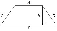 Calculs - On obtient l'aire d'un trapèze en additionnant ses côtés A et B, divisé par deux, multiplié par la hauteur.