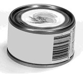 Boîtes de conserve en métal ont l'information autre que des codes ou le symbole Code universel des produits.
