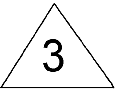 This is a drawing of the two approved identification marks for bovine meat from animals 30 months and above. The first one is a 3 in a triangle.