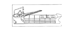 Illustration of the bulk carrier, a predominant type of merchant vessel loading grain.