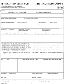 Phytosanitary Certificate form.