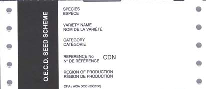 Étiquettes - Organisation de coop&eacute;ration et de d&eacute;veloppement &eacute;conomiques - Semence de base (Blanche/texte en noir) - Verso