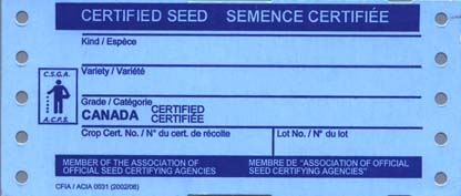 Étiquettes Canadiennes - Certifiée (bleu) - Verso