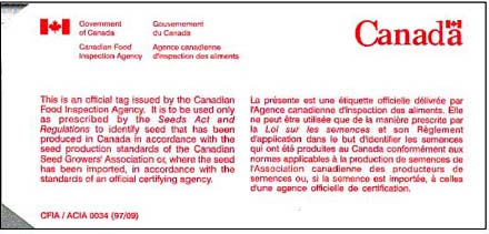 Étiquettes Canadiennes - Inter-agence certification (blanche avec texte rouge) - Recto