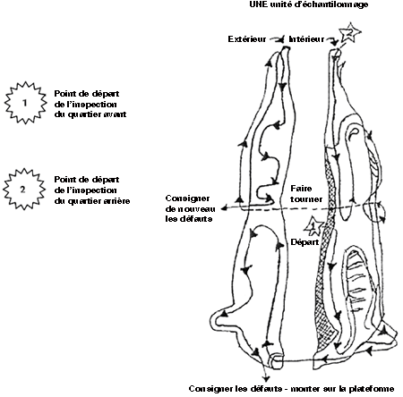 Diagramme 1 - Inspection des carcasses de boeuf À utiliser pour l'inspection des unités d'échantillonnage individuelles