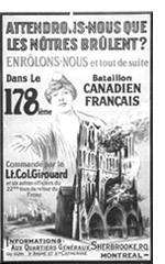 A recruiting poster designed to appeal to francophone volunteers.