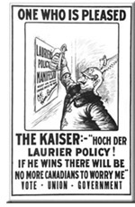 A union election poster attacking Laurier for his opposition to conscription.