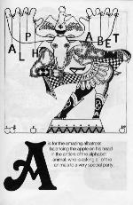 Page from book, ABC 123: THE CANADIAN ALPHABET AND COUNTING BOOK, with an illustration of an albatross on the antlers of a moose, and a poem that features A words