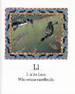 Page tirée du livre THE WILDLIFE ABC: A NATURE ALPHABET BOOK, avec une illustration et un texte sur les huards