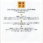 Page tirée du livre LES JEUX DE PIC-MOTS, avec un texte qui contient des mots commençant par les lettres X, Y et Z