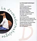 Page tirée de L'ABÉCÉDAIRE DES ANIMOTS, avec un poème au sujet d'une DROMADERMATOLOGUE
