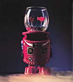 Page tirée de L'ABÉCÉDAIRE DES ROBOTS, avec une illustration représentant un robot qui a un bocal de poissons rouges au lieu d'une tête