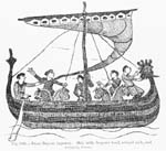 Graphical element: Viking ship portrayed on medieval tapestry