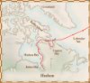 Map showing the route of Hudson's fourth voyage, April 10, 1610 to October 20, 1611, on which he passed through Hudson Strait and into Hudson Bay