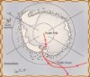 Map showing the route of Amundsen's first voyage, to Antarctica, 1897 - 1899