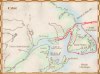 Carte du premier voyage de John Cabot, du 2 mai au 6 août 1497; il  traverse le détroit de Belle-Isle et fait le tour de Terre-Neuve