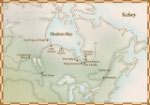 Carte des colonies de peuplement autour de la baie d'Hudson