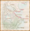 Carte du voyage des Vikings, au onzième siècle, du Groenland à Terre-Neuve