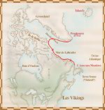 Carte du voyage des Vikings, au onzième siècle, du Groenland à Terre-Neuve