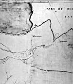 Section of a map: from "A Map of the North West Parts of America ...," by Alexander Henry, [1775-1776]