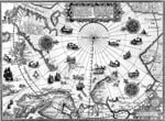 Illustration tirée d'une carte : Navires tirés de la « World Map » de Wright, 1598