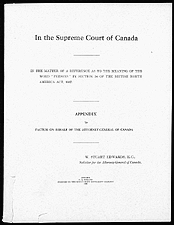 Appendix to the factum of the Attorney General of Canada (1928)