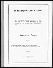 Factum des pétitionnaires en Cour suprême du Canada, 1928