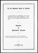 Appendix to the petitioners' factum (1928)