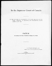 Attorney General of Canada's factum to the Supreme Court (1928)