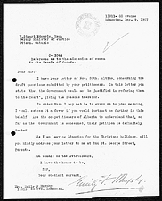 Lettre d'Emily Murphy au sous-ministre de la Justice, 9 décembre 1927