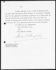 Lettre d'Emily Murphy au sous-ministre de la Justice, 2 décembre 1927