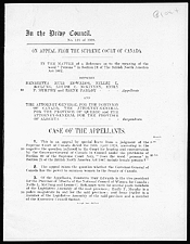 The record of the appellants' case presented to the Judicial Committee of the Privy Council in London (1928)
