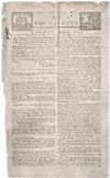 Front page of a reproduction (ca. 1880) of newspaper, THE HALIFAX GAZETTE, No. 1, March 23, 1752