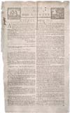 Première page d'une reproduction (v. 1880) du journal THE HALIFAX GAZETTE, no 1, 23 mars 1752