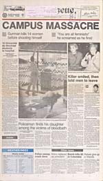 Campus Massacre, December 7, 1989, The Gazette, Montreal, Que.