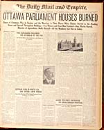 Ottawa Parliament Houses Burned, February 4, 1916, Daily Mail and Empire, Toronto, Ont.