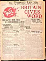 War: Britain Gives Word, August 3, 1914, The Morning Leader, Regina, Sask.