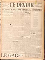 Sir Robert Borden nous apporte la conscription [Sir Robert Borden Brings Us Conscription], May 19, 1917, Le Devoir, Montreal, Que.