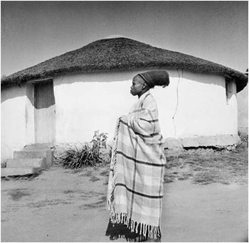 Zulu woman in plaid blanket - for the film Zulu