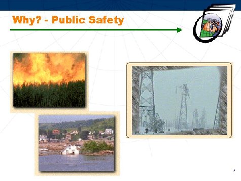 Illustration showing how geospatial metadata can be used to ensure public safety during forest fires, flooding and winter storms.