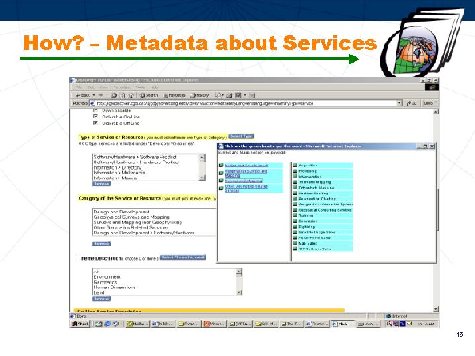 Illustration showing metadata can be used to describe services.