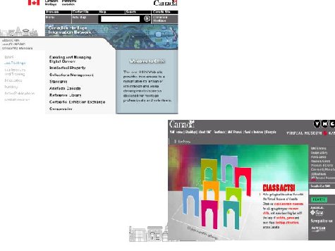 Screen captures from CHIN and Virtual Museum websites