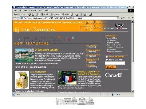 Illustration of Virtual Museum Canada screen capture entitled VMC Exhibits