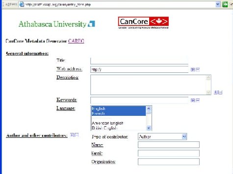 CanCore Metadata Generator - CAREO Screen Capture