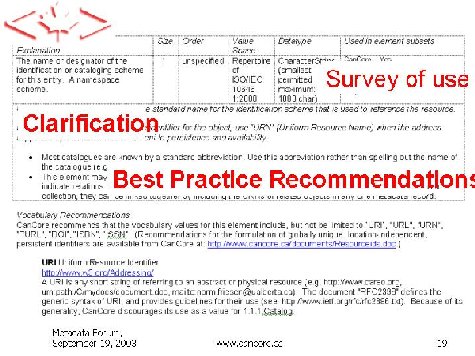 Page from CanCore Guidelines 1.9 - Example 3: Survey of Use