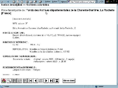 Illustration de l'affichage d'une notice descriptive dans ArchiviaNet