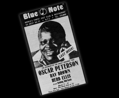 Advertisement for the Blue Note Jazz Club and Restaurant
